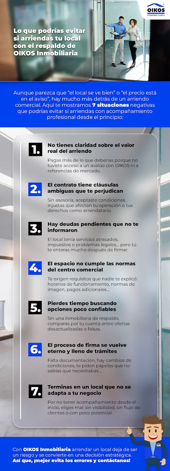 Infografía sobre los arriendos de locales con el respaldo de OIKOS Inmobiliaria