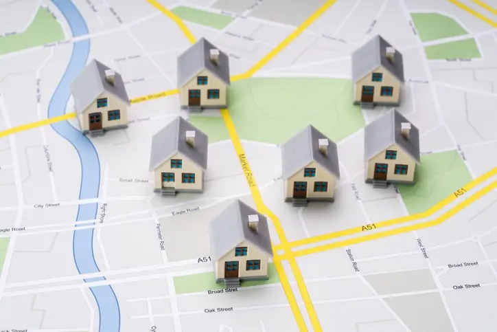 Ubicación, movilidad y calidad de vida Casas en un mapa