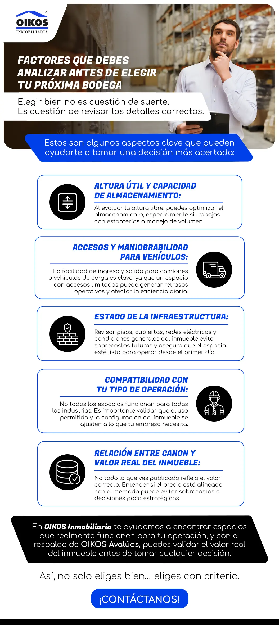 Claves para elegir una bodega que realmente impulse tu operación Infografía sobre Claves para elegir una bodega que realmente impulse tu operación